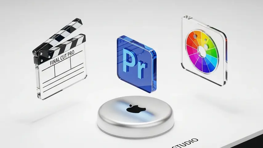 Best Video Editing Mac Software in 2026 (Free & Paid Review) 2 A comparison of the top contenders for the best video editing mac software: Final Cut Pro, Premiere Pro, and DaVinci Resolve.