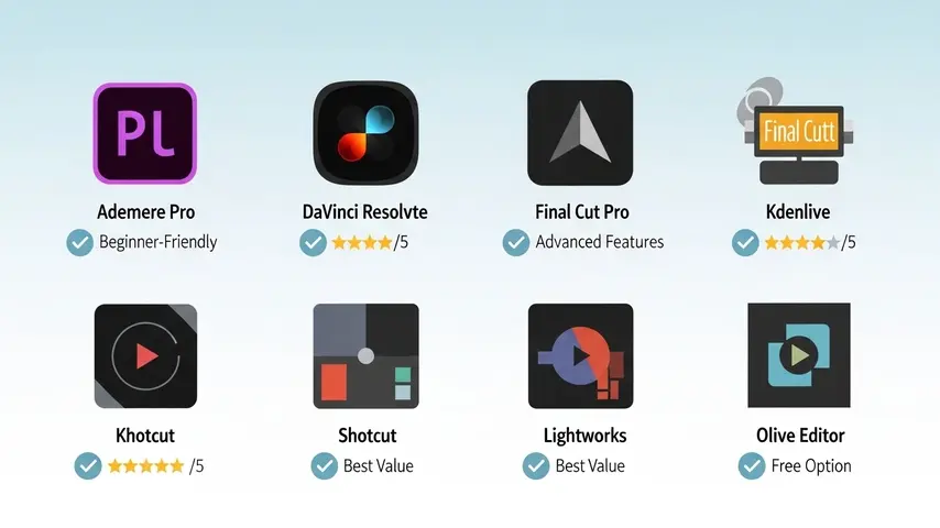 7 Best Video Editing Programs Free to Use in 2026 — Honest Review 2 Creator using free video editing software on a laptop with color correction tools on a second monitor