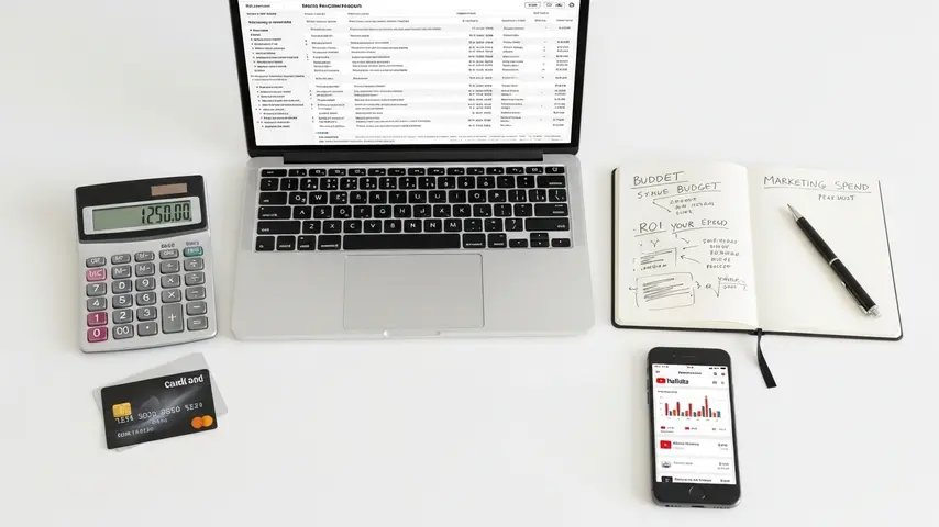 VidIQ vs TubeBuddy 2026 — Honest Comparison After Using Both for 2 Years 2 How much does VidIQ cost — pricing comparison table displayed on laptop with calculator and notes on desk