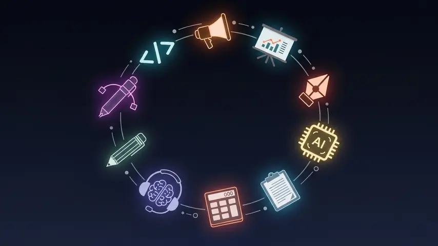 Top 10 Best Jobs for Remote Work — Honest Guide to Finding Real Opportunities 2 Top 10 jobs remote work categories illustrated with glowing career icons including tech, marketing, design, AI, and writing on dark background