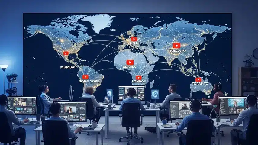 Verified & 100% Working — NexLev Coupon Code 2026: Get 20% OFF 3 NexLev India and global creator collaboration network shown on a world map with YouTube connection points