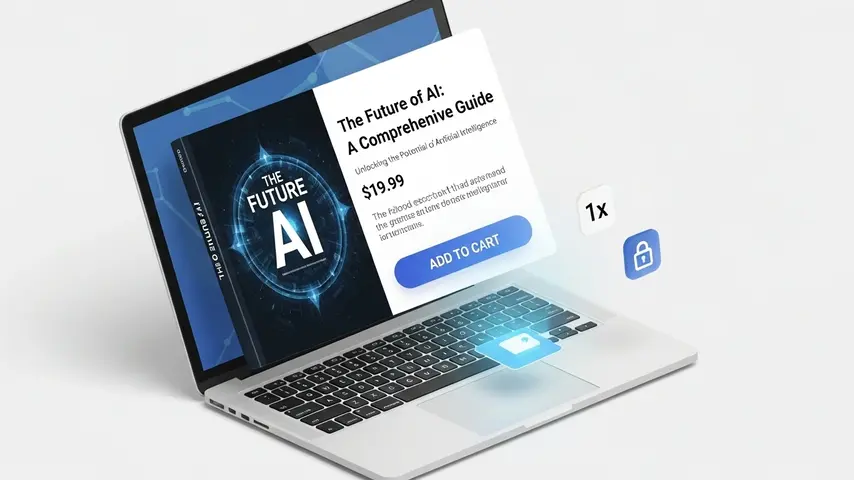 How to Hide Quantity WooCommerce Input Field : 4 Easy Methods (2026) 2 Digital product page view without quantity column, illustration for hide quantity woocommerce.
