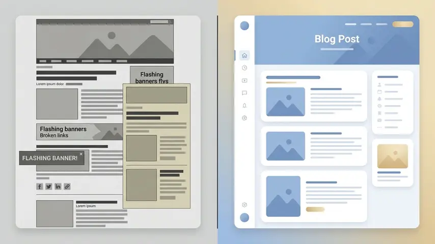 Sample of a Blog Post – Structure, Themes & Best Practices 3 Blogspot themes comparison showing how template quality affects blog post readability and presentation