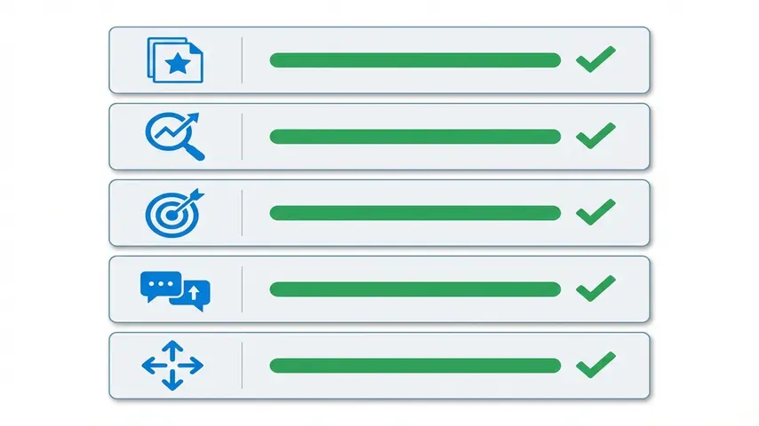 What Are Copywriting Services? A Complete Guide for Businesses 3 Copywriting services evaluation checklist showing five key criteria for choosing the right professional content provider