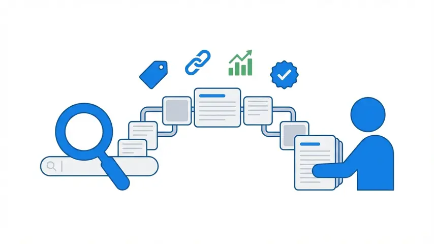 What Are Copywriting Services? A Complete Guide for Businesses 2 SEO copywriting illustration showing how optimized content bridges search engine visibility and reader engagement for higher rankings