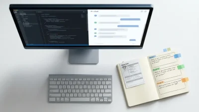 Vibe coding prompts workflow workspace showing structured three-layer prompt notes alongside AI code editor and chat interface