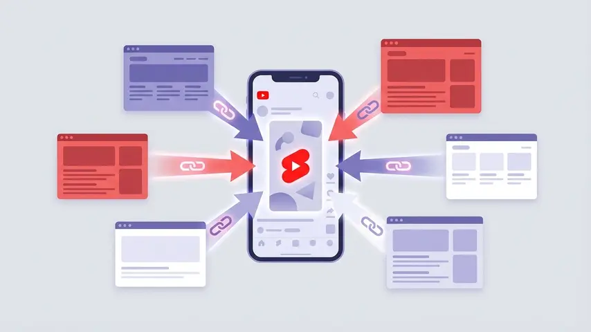 Free YouTube Backlink Generator 2026 – Boost Rankings Fast 3 YouTube backlink generator Shorts strategy showing external backlinks pointing to a YouTube Shorts video on a smartphone