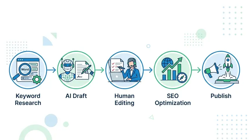 Best AI Writing Tools in 2026: Honest Guide for Real Results 3 SEO writing AI workflow from keyword research to publishing optimized content
