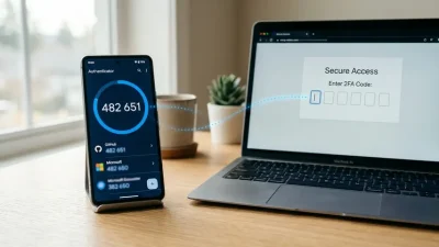 TOTP authentication demonstration showing six-digit time-based code on smartphone authenticator app with countdown timer for two-factor login security