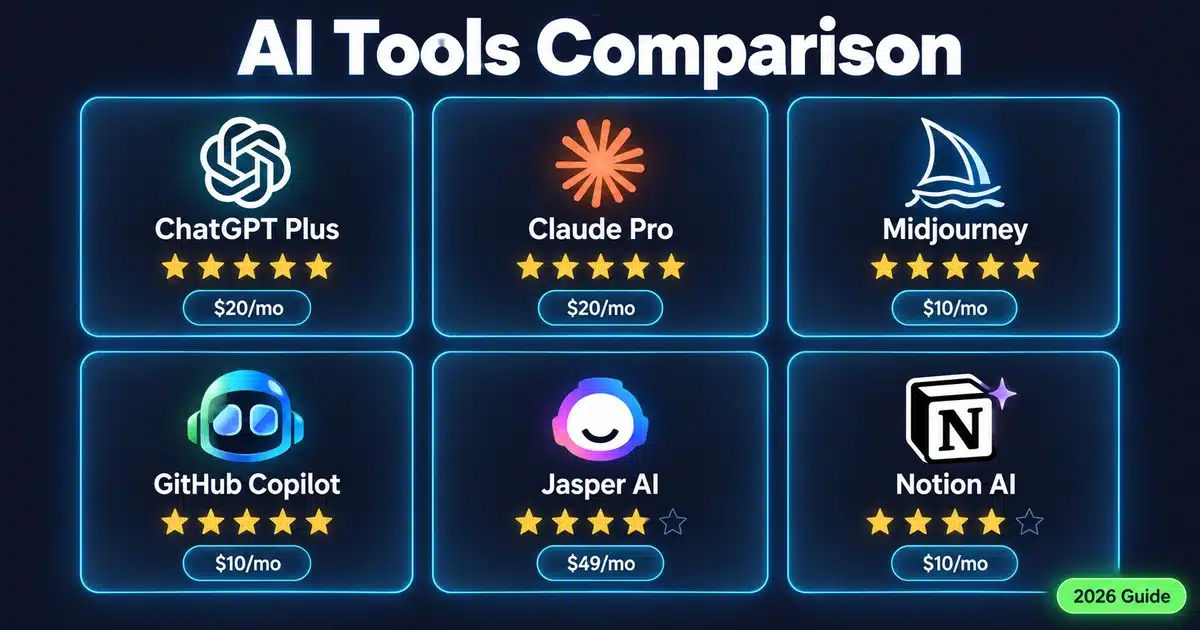 Best AI Tools 2026: 50+ Tools Tested & Ranked 2 Side-by-side comparison of AI tool outputs showing ChatGPT, Claude, and Jasper AI results